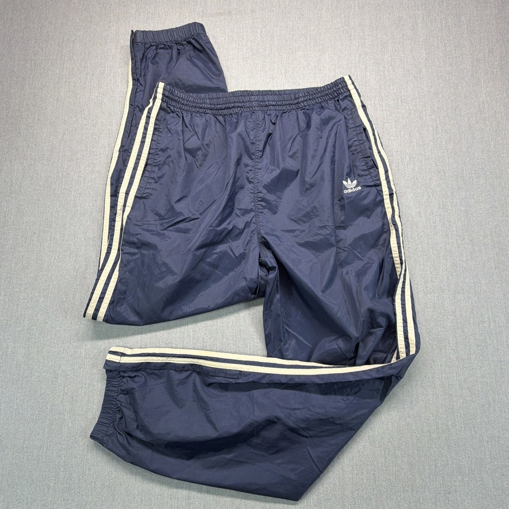 Vintage Adidas Pants Mens XL Blue Track Windbreaker Warm Up Lined 90s 36x32